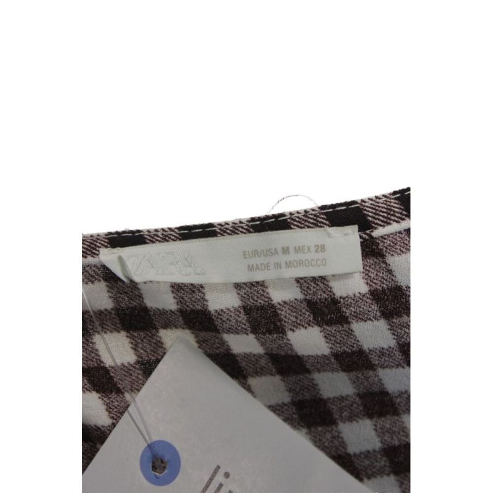 Zara Womens A-Line Gingham Midi Dress Brown Square Neck Sleeveless Zip Size M - Picture 5 of 5